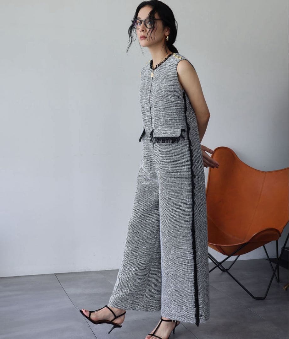 【2025AW】ツイード フリンジ オールインワン