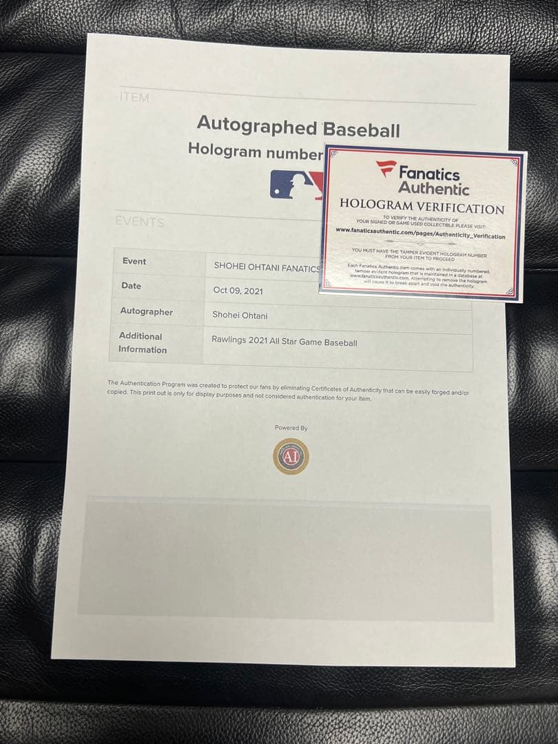 ドジャース 大谷翔平選手 直筆サインボール 初オールスター 公式球 2021