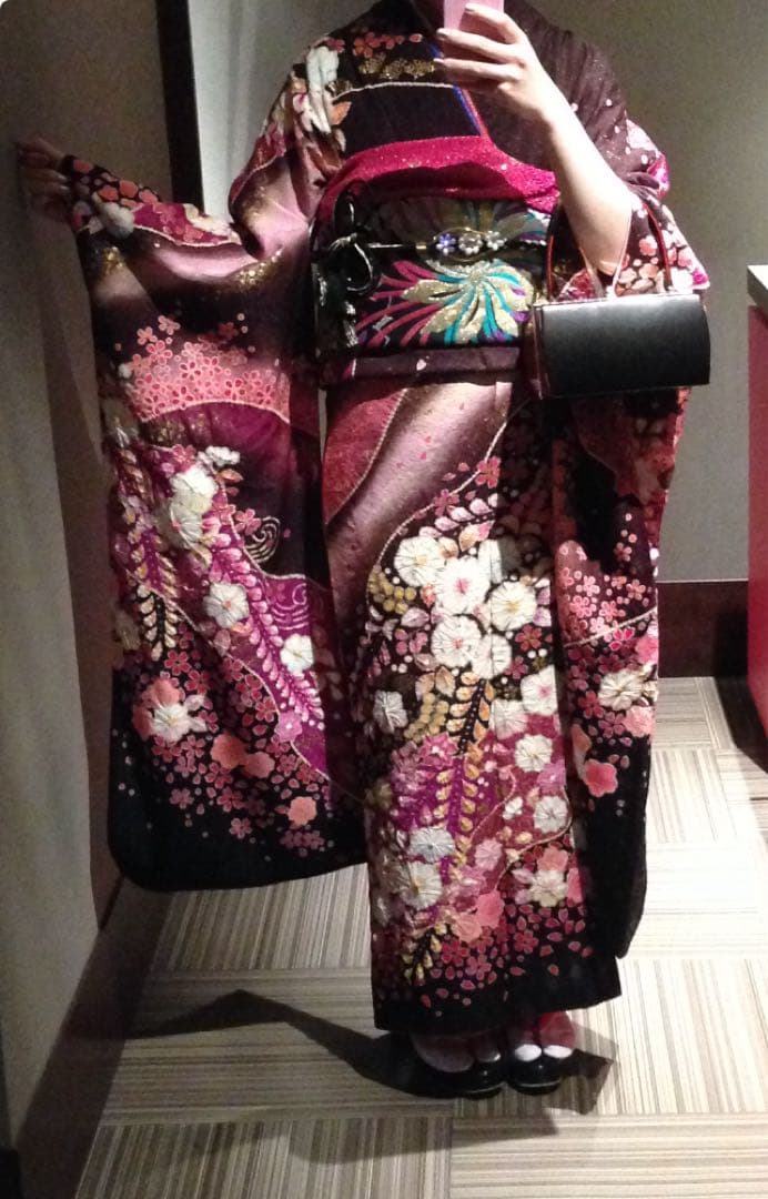 【セット・美品】振袖　フルセット　絞り染め　一蔵