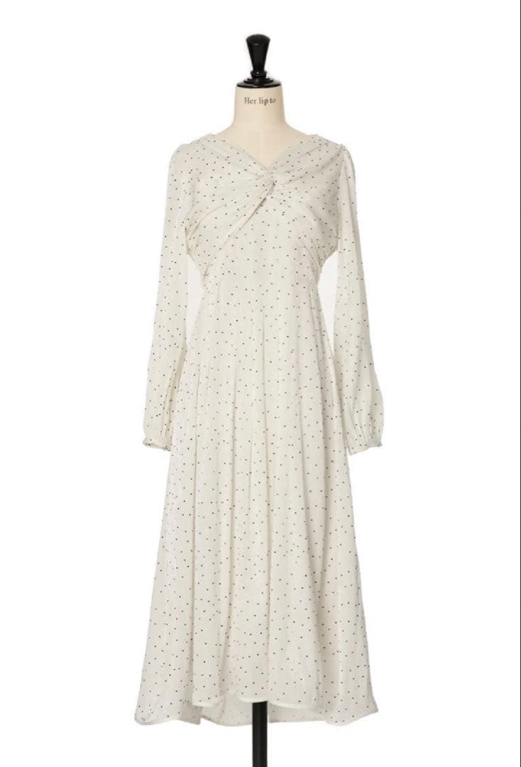 【Her lip to】Moon Glow Dot Pleated Dress