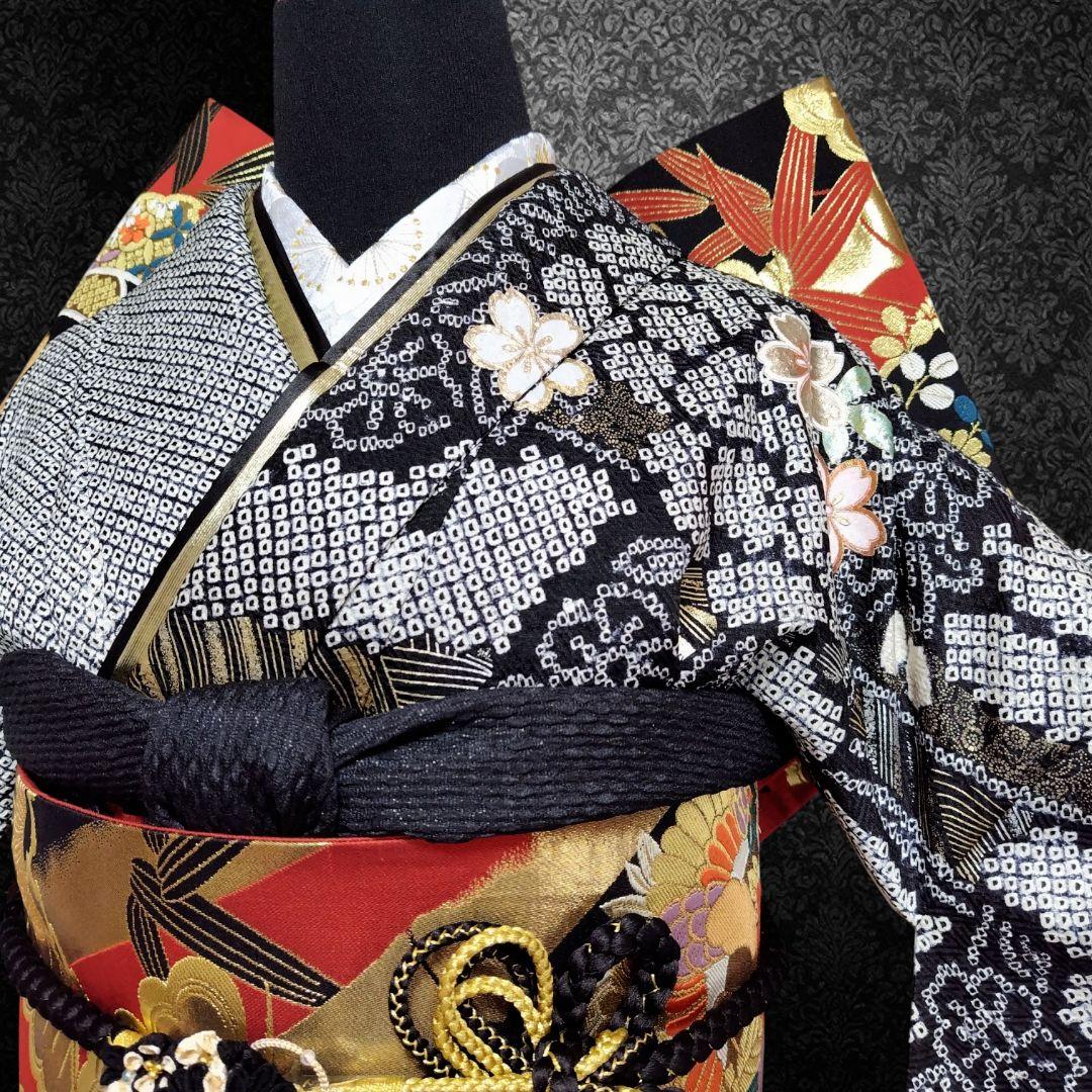 振袖フルセット(8点)・成人式・総絞り・本絞り・金駒刺繍・金彩加工・高級手縫い