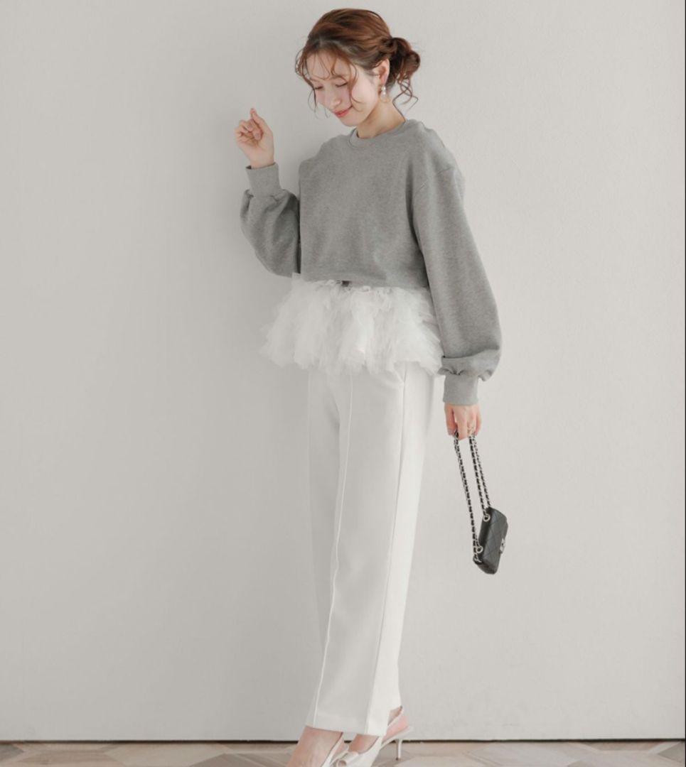 fitmore ミルフィーユフリルスウェット グレー