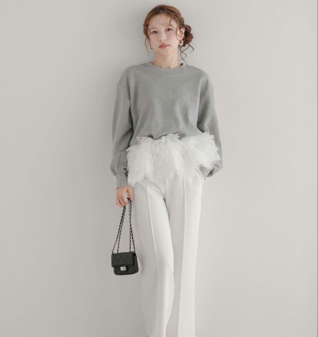 fitmore ミルフィーユフリルスウェット グレー