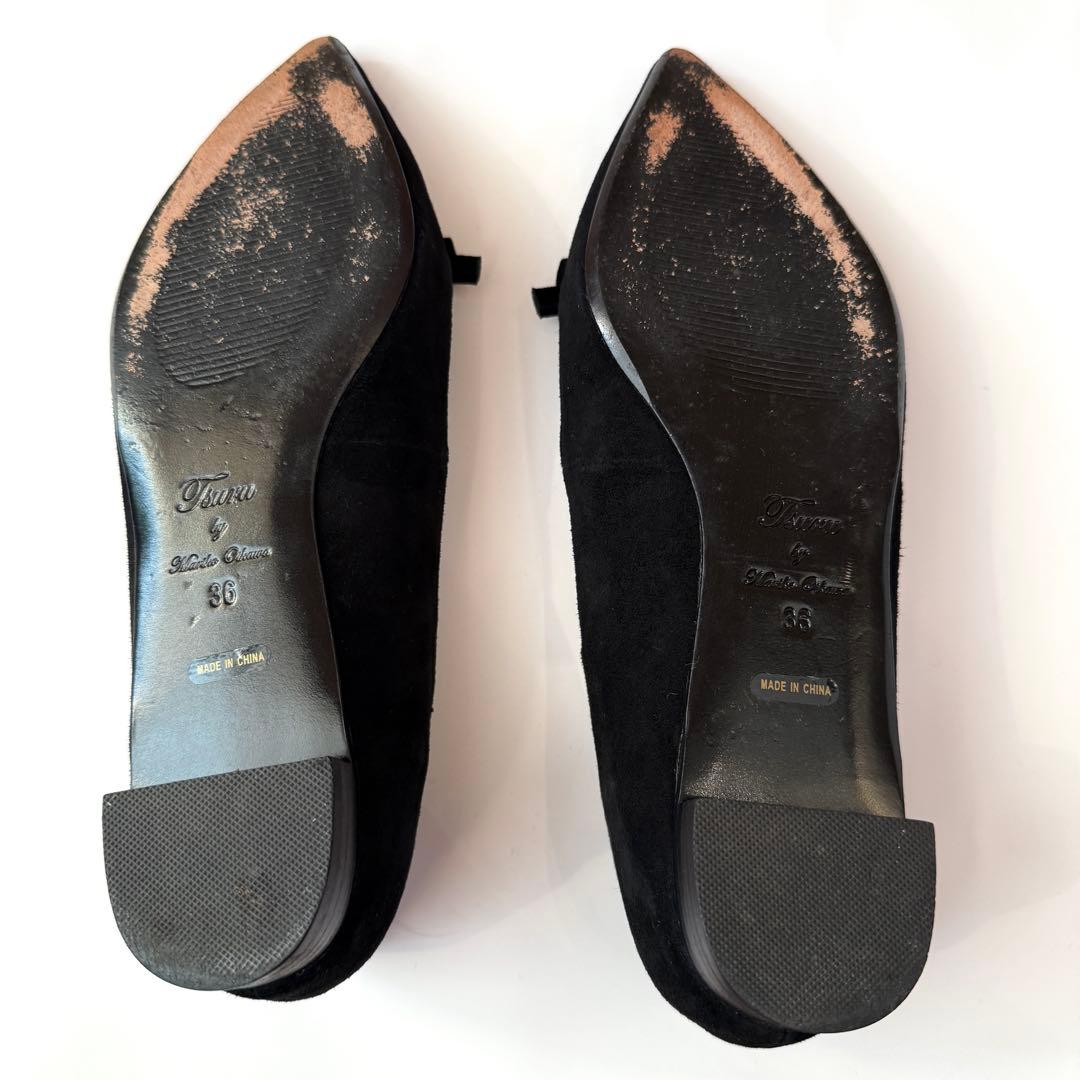 【美品】tsuru by mariko oikawa フラットシューズ黒36