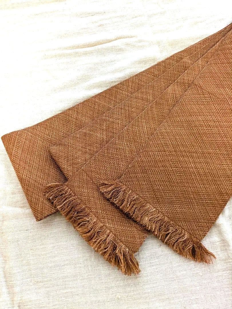 正絹手織り 半幅帯 フリンジ付き