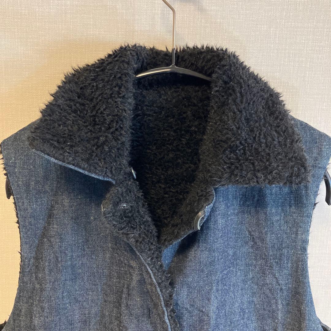 R by 45rpm リバーシブルベスト　ボア　デニム　インディゴ　サイズ3