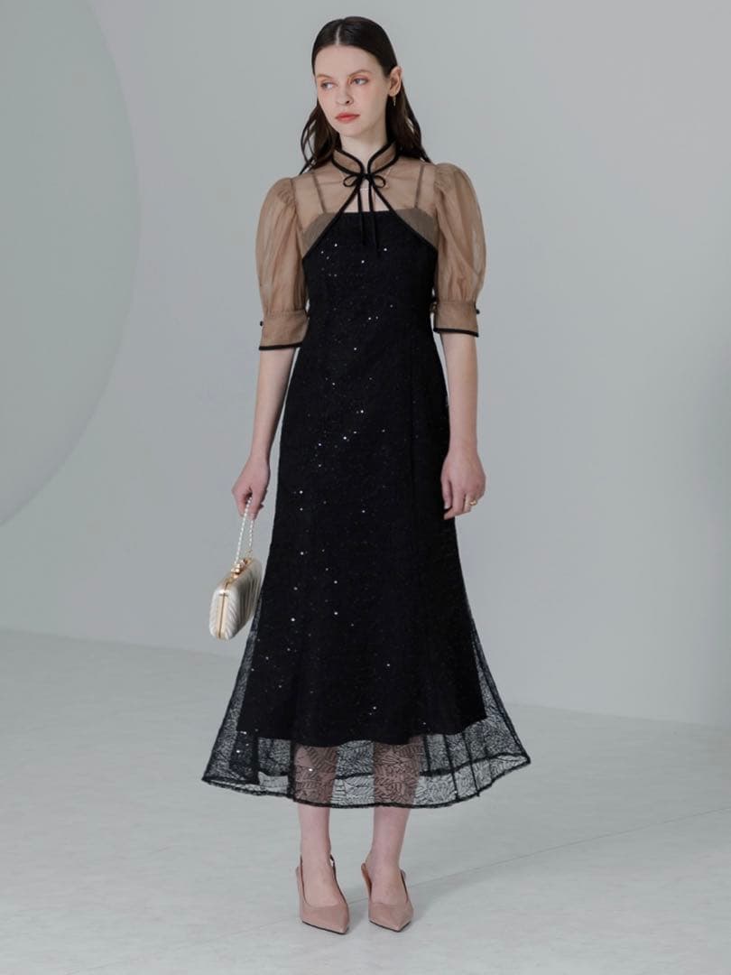 スパンコールボタニカルマーメイドボレロ2WAYワンピースドレス結婚式二次会成人式