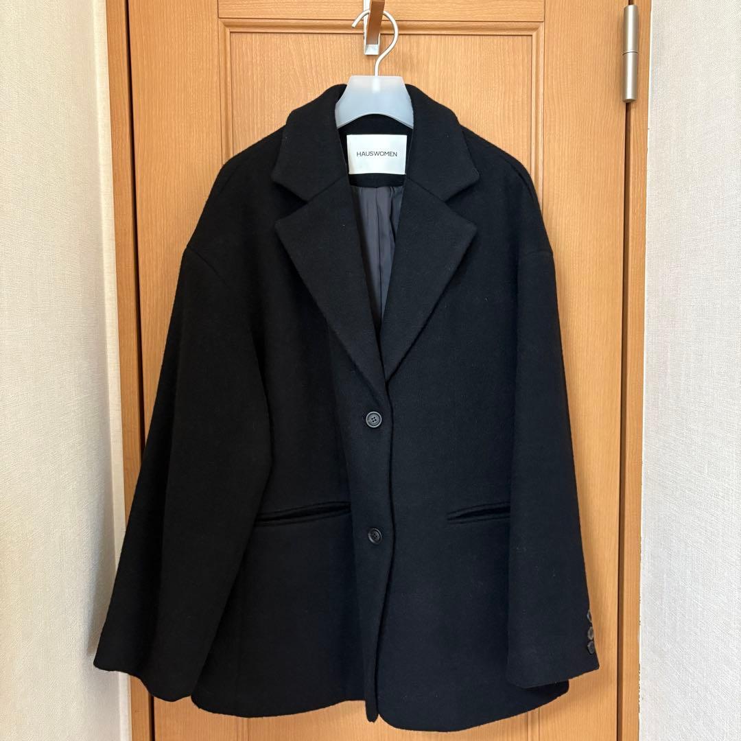 ジャケット・アウター HAUSWOMEN Angora oversized jacket black