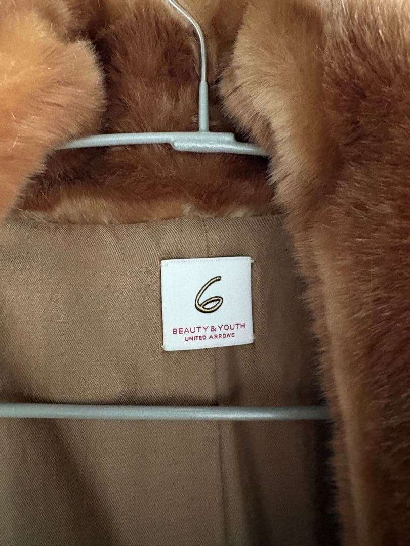 ROKU ブラウンファーコート　フェイクミンクファーコート