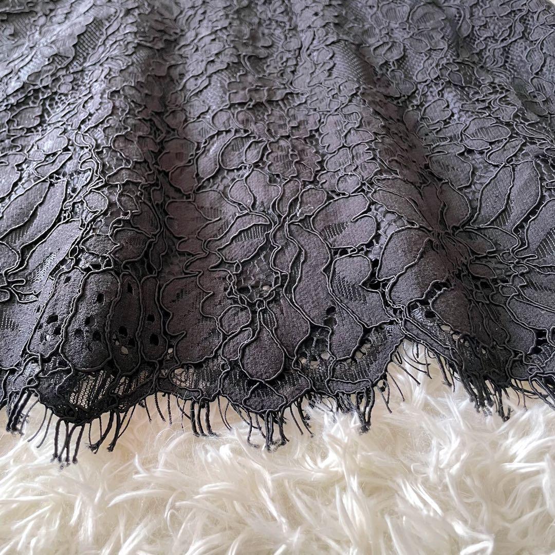 美品 グレースコンチネンタル ロング丈 ワンピース 総レース ドレス 刺繍 黒