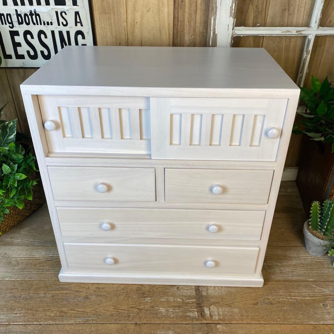 大幅値下げセール中！木製多引き出し桐チェストタンスAホワイト56㎝×58㎝