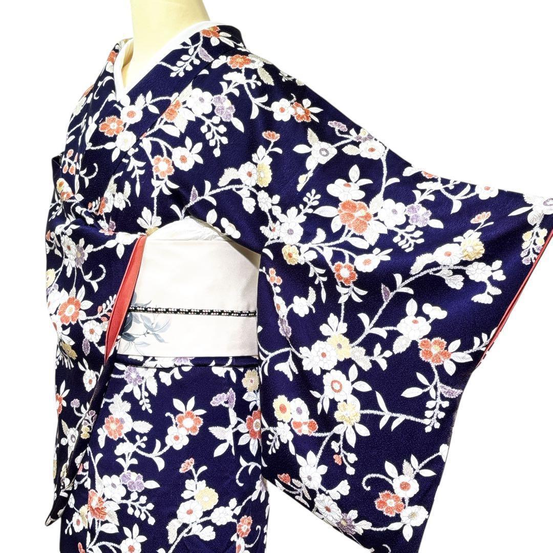 A112愛華 着物 小紋　絞り　辻ヶ花　正絹　美品　身丈162cm