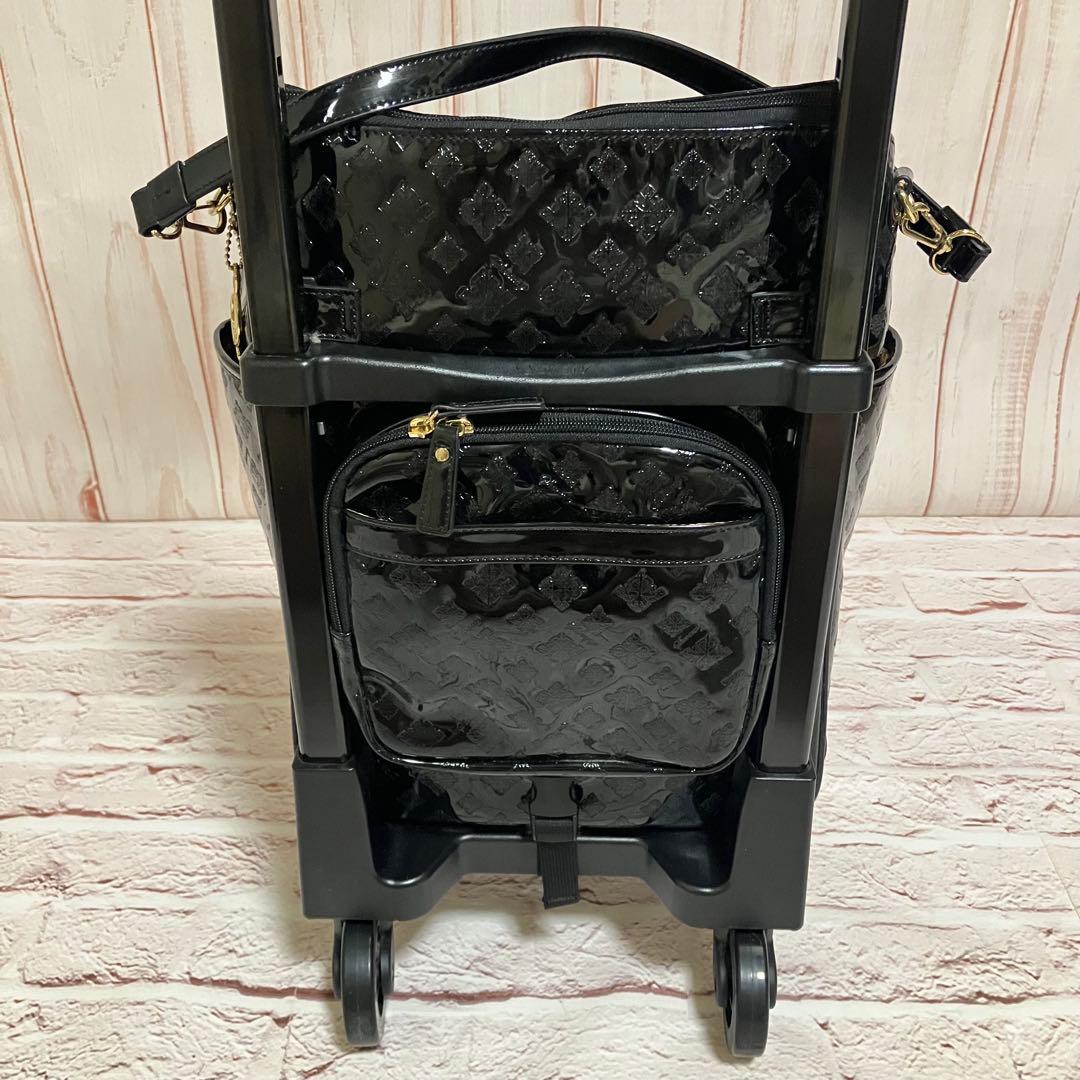 SWANY キャリーバッグ エナメル 高級感 ブラック トラベルキャリー 良品
