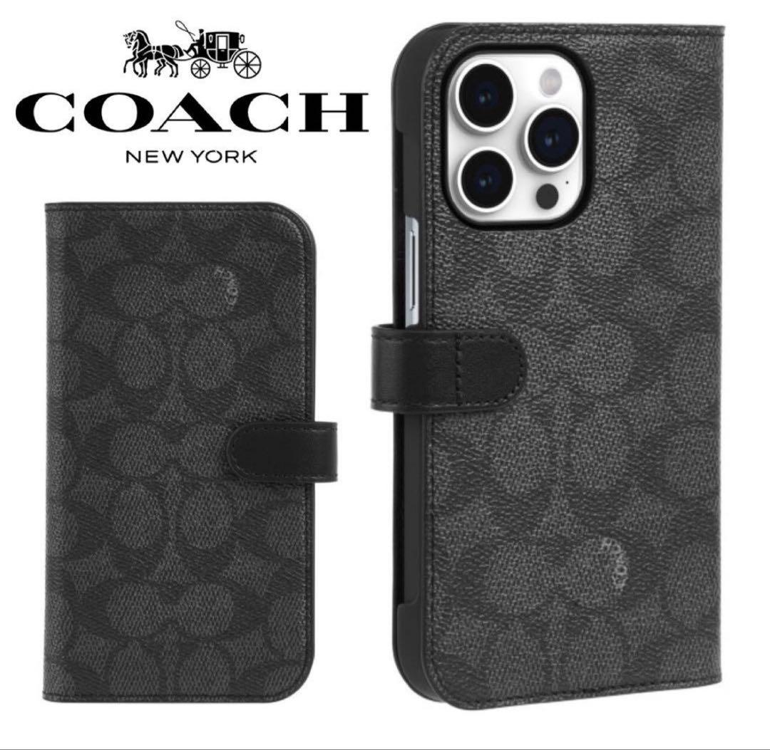 COACH iPhone 15 Pro 手帳型ケースブラック