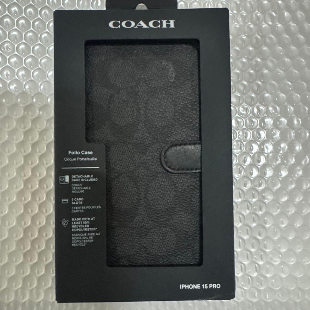 COACH iPhone 15 Pro 手帳型ケースブラック