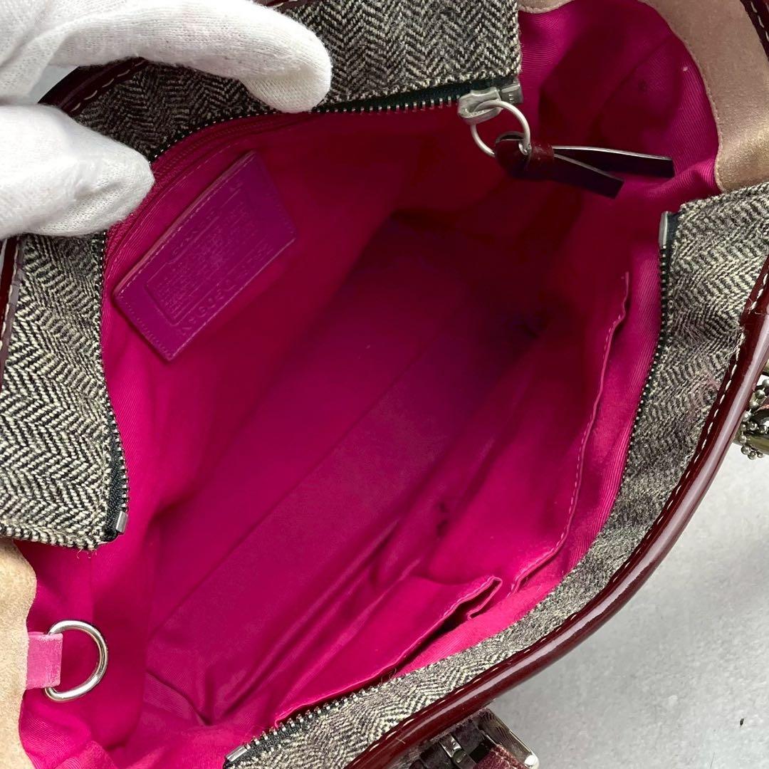 良品✨A4可 コーチ トートバッグ キャンバス×スエード×レザー パッチワーク