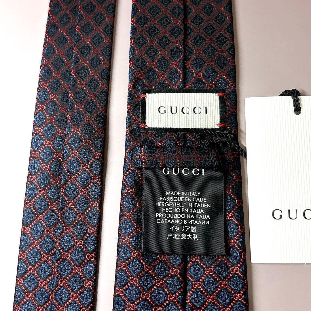 新品 GUCCI グッチ GGランバス×パドロック シルクネクタイ 箱タグ付