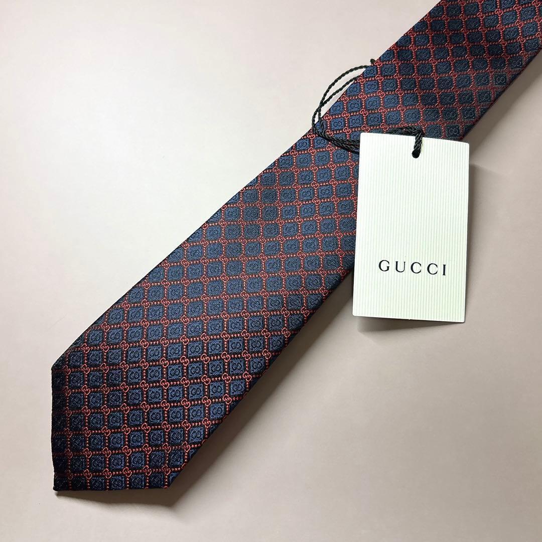 新品 GUCCI グッチ GGランバス×パドロック シルクネクタイ 箱タグ付