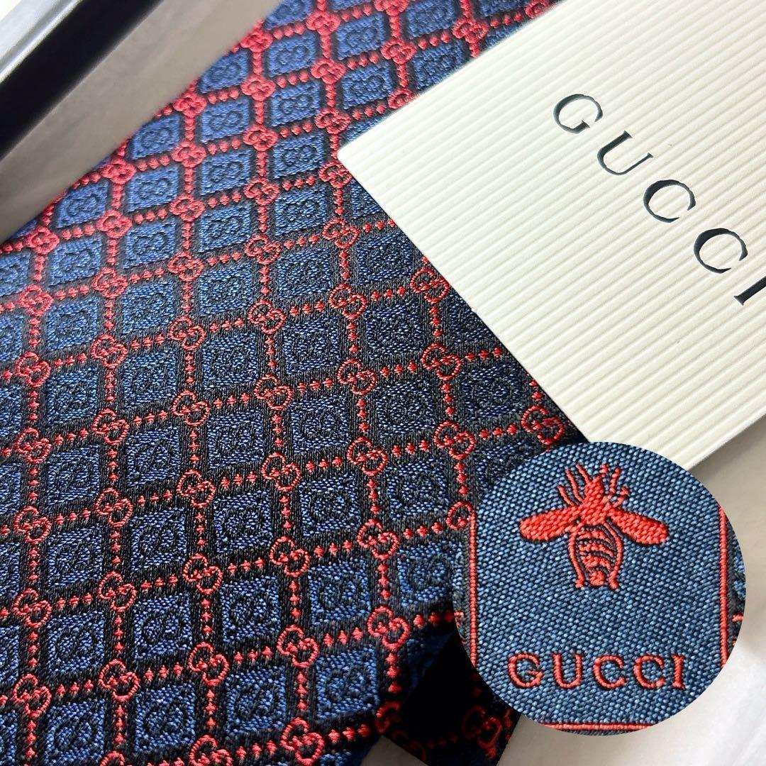新品 GUCCI グッチ GGランバス×パドロック シルクネクタイ 箱タグ付