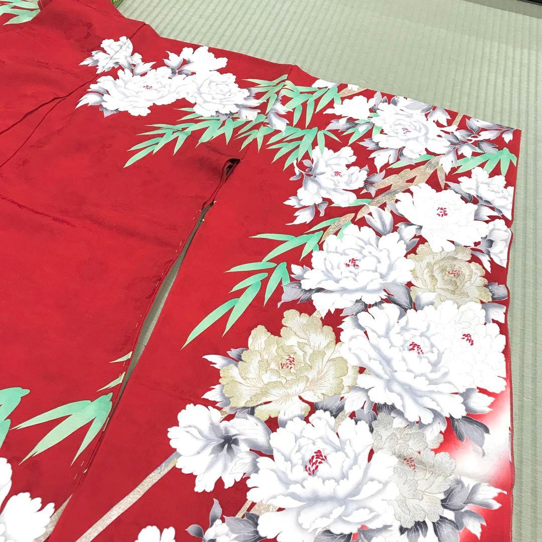 訳あり★新品未使用 振袖 未仕立て 仮絵羽 赤色系 リメイク