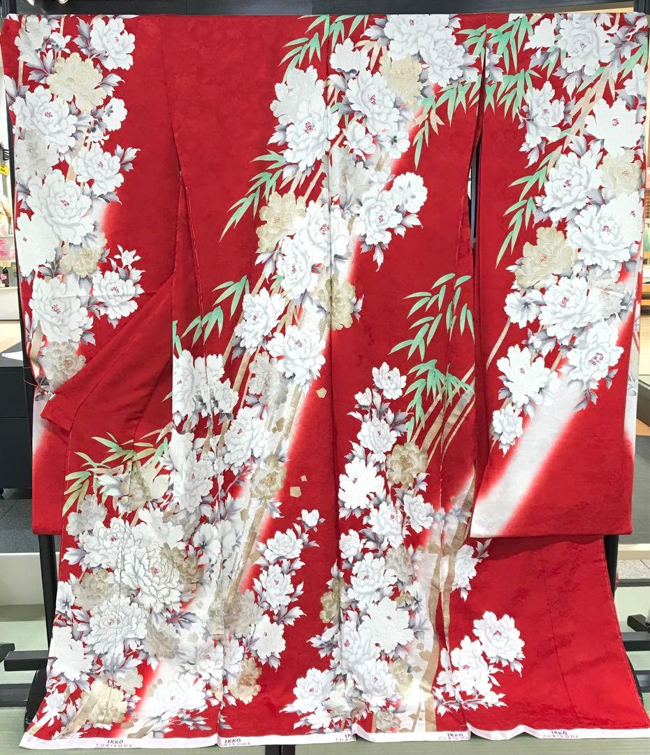 訳あり★新品未使用 振袖 未仕立て 仮絵羽 赤色系 リメイク