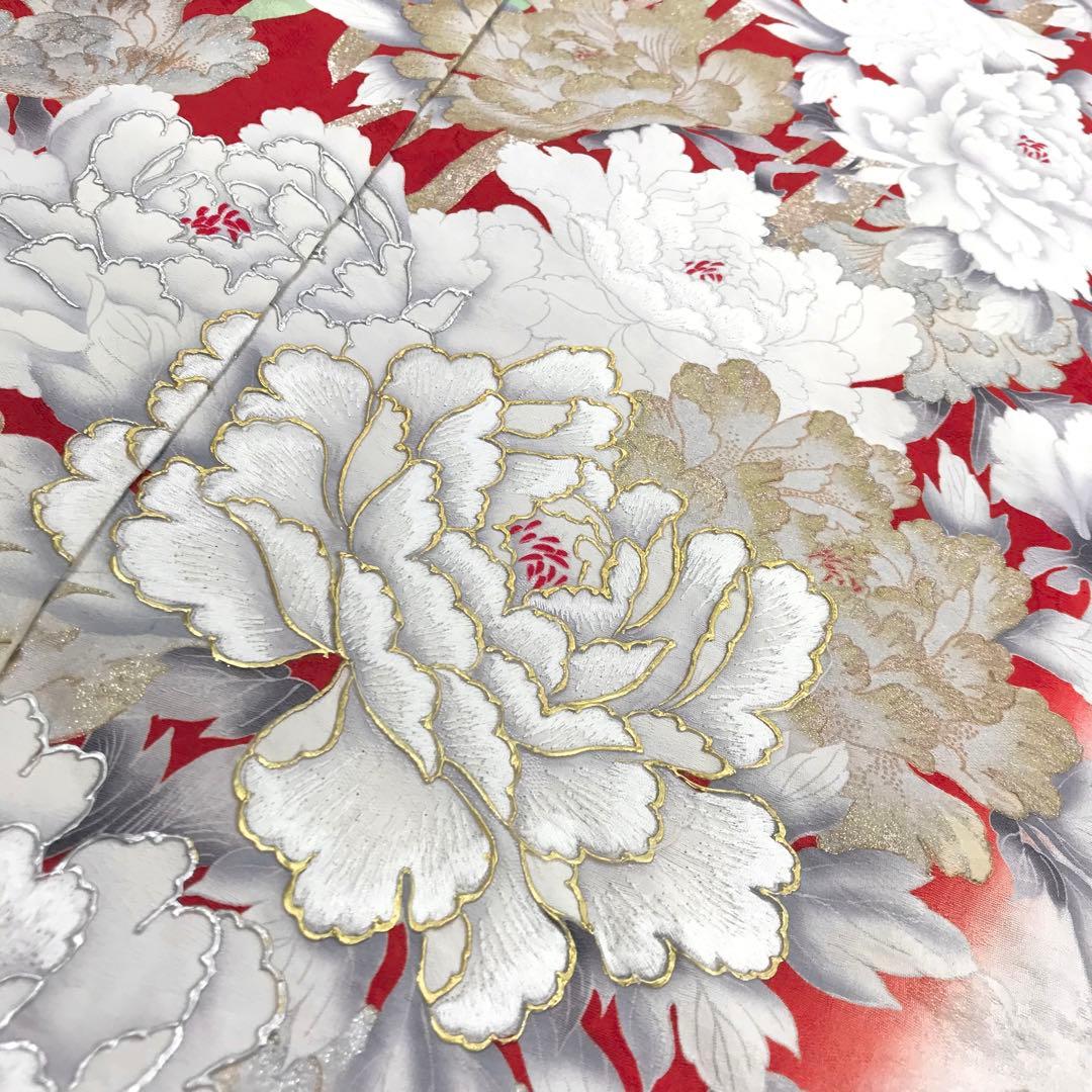 訳あり★新品未使用 振袖 未仕立て 仮絵羽 赤色系 リメイク