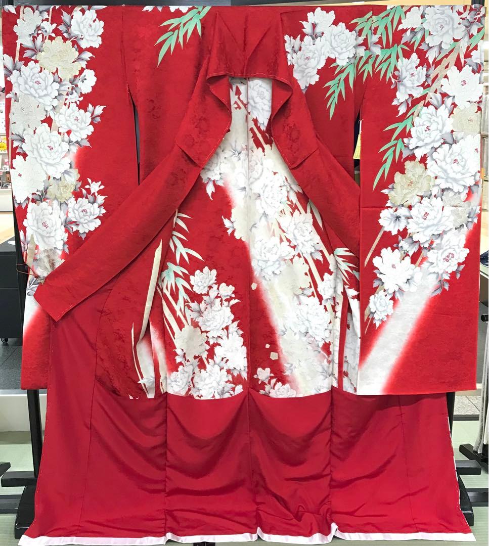 訳あり★新品未使用 振袖 未仕立て 仮絵羽 赤色系 リメイク