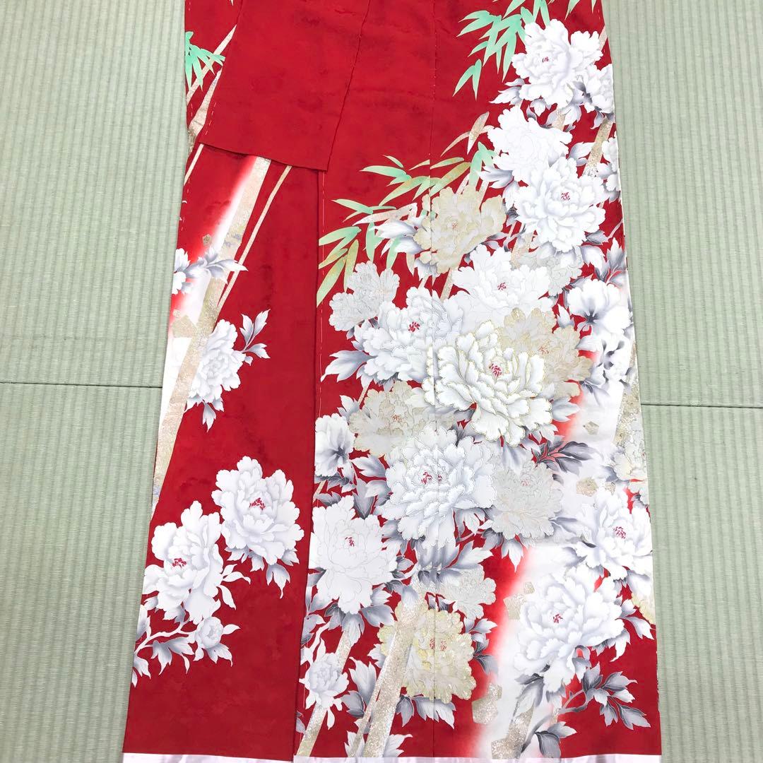 訳あり★新品未使用 振袖 未仕立て 仮絵羽 赤色系 リメイク