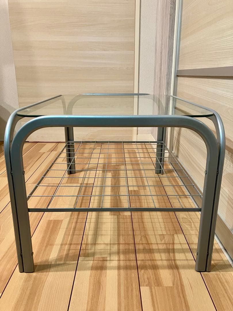 ガラス天板テーブル　グレーシルバー　ローテーブル