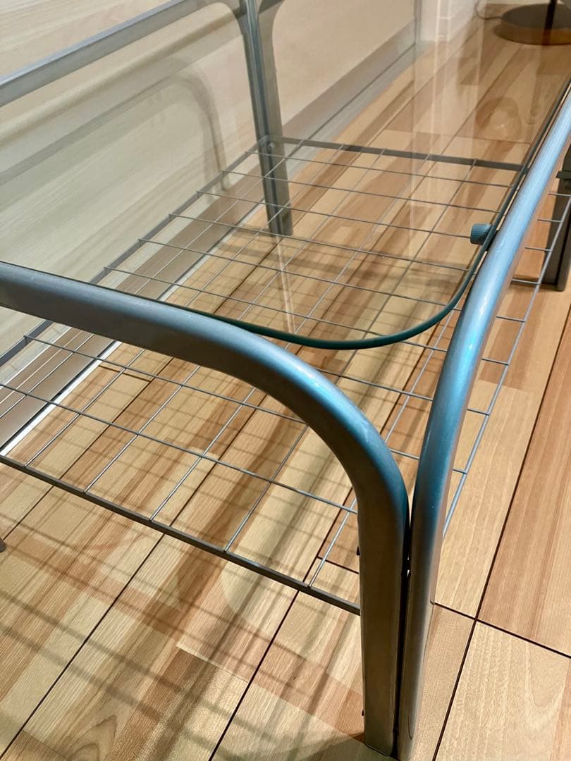 ガラス天板テーブル　グレーシルバー　ローテーブル