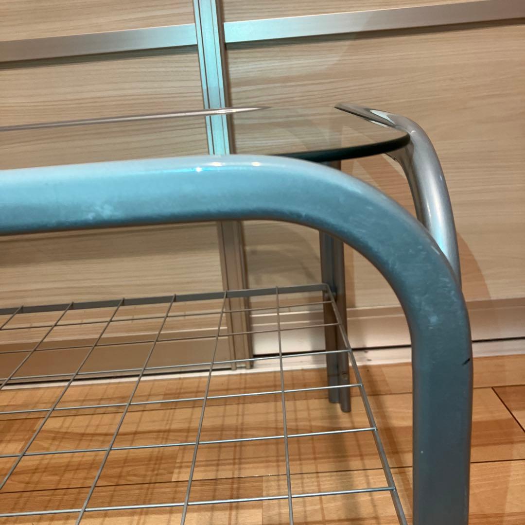 ガラス天板テーブル　グレーシルバー　ローテーブル