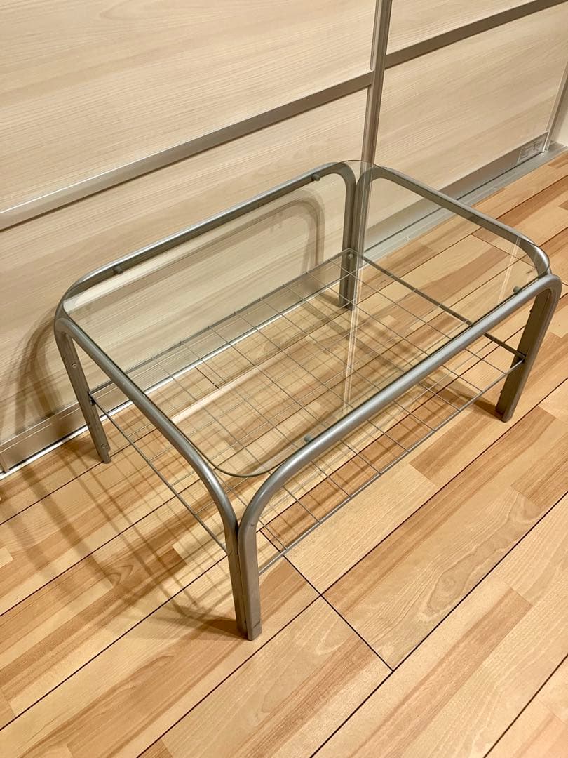 ガラス天板テーブル　グレーシルバー　ローテーブル