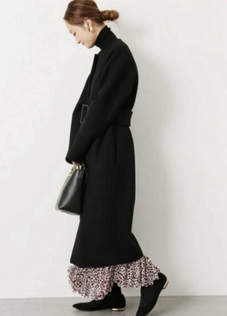 【美品】VERMEIL par iena メルトンノーカラー ワイドベルトコート