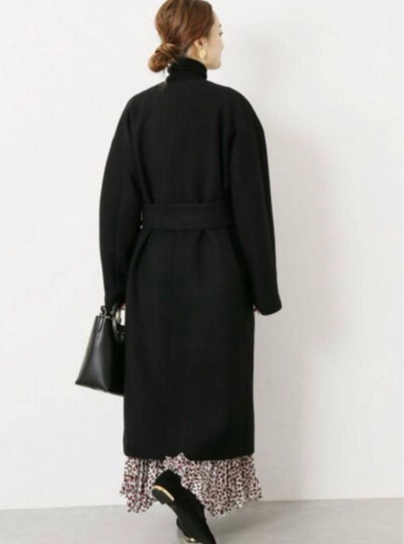 【美品】VERMEIL par iena メルトンノーカラー ワイドベルトコート