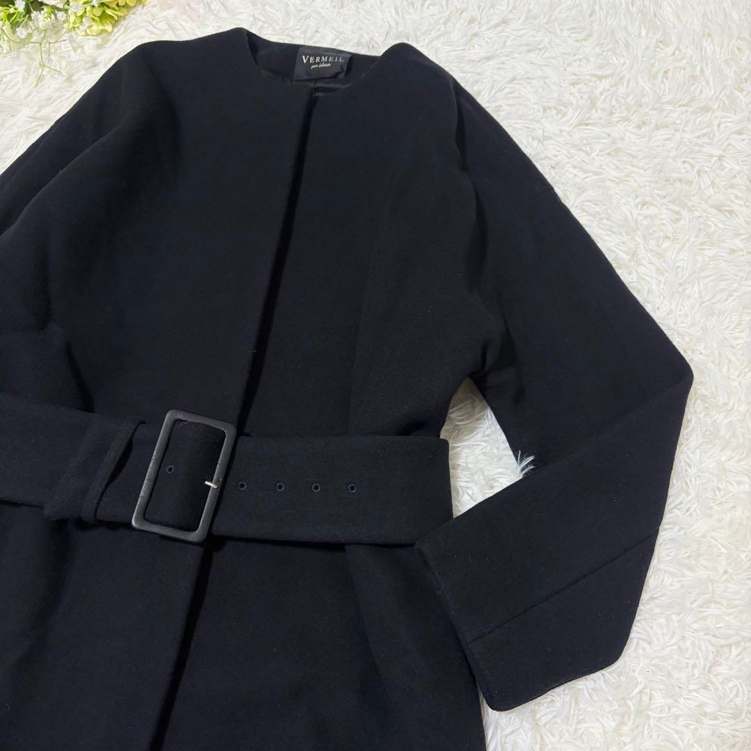 【美品】VERMEIL par iena メルトンノーカラー ワイドベルトコート