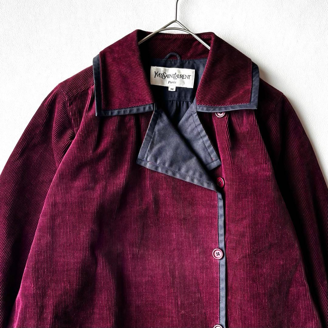 超希少✨【イヴサンローラン】ロングコート　コーデュロイ　アシンメトリー