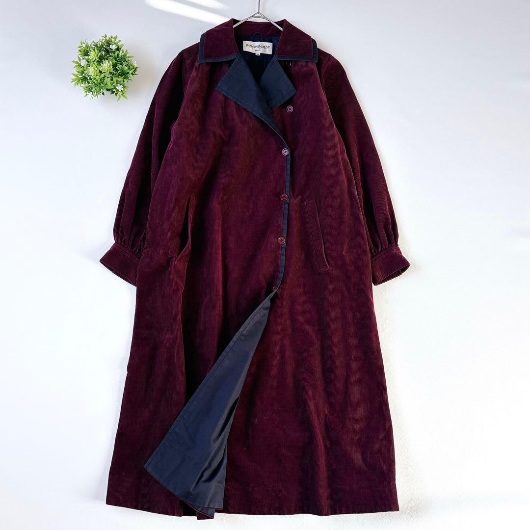 超希少✨【イヴサンローラン】ロングコート　コーデュロイ　アシンメトリー