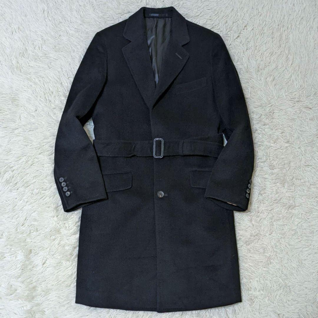 メンズティノラス チェスターコート ベルテッドコート ロングコート アンゴラ混