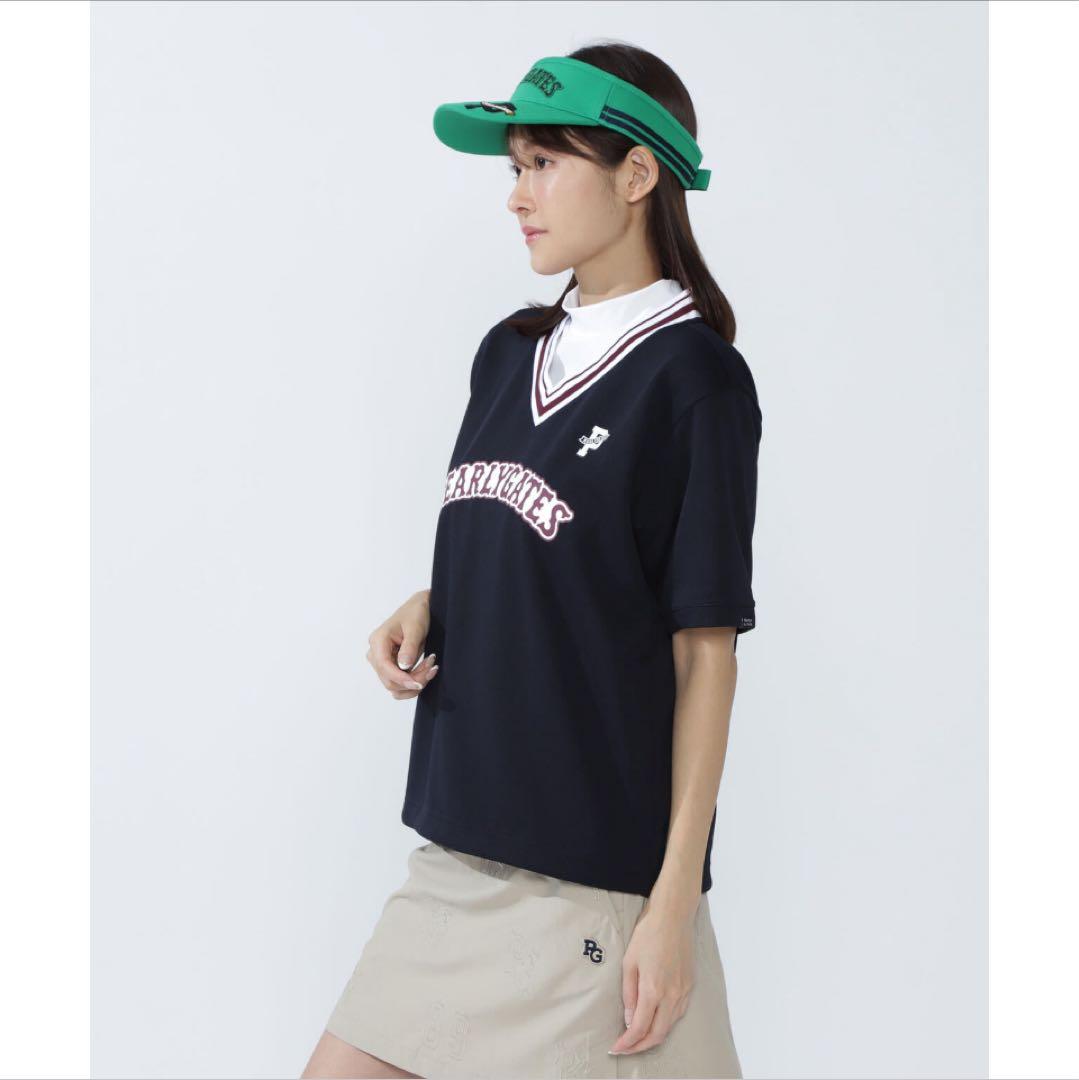 【新品・未使用】PEARYGATES 高通気ダブルフェイス半袖Vネックカットソー