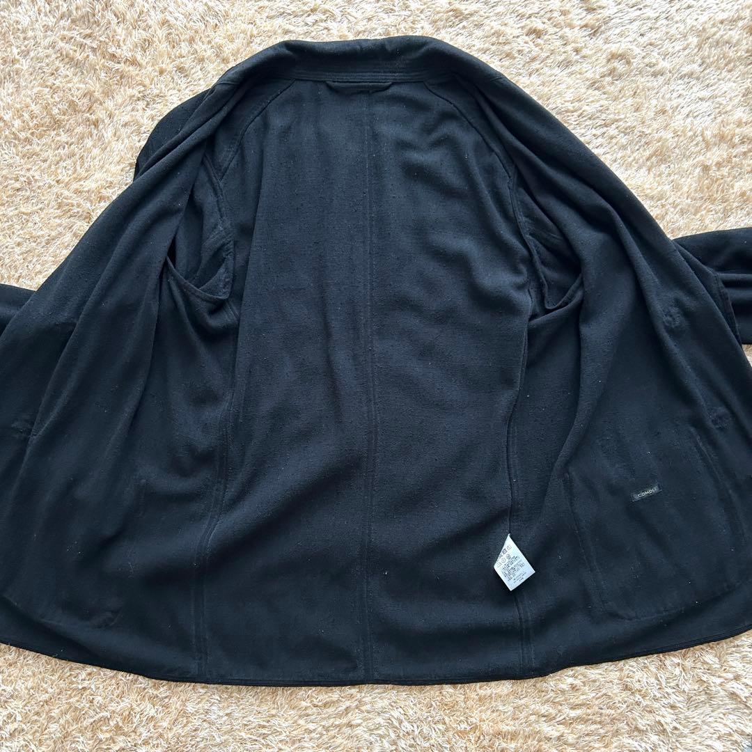 コモリ シルク ローブボタン ノーカラー ジャケット シルク ブラック