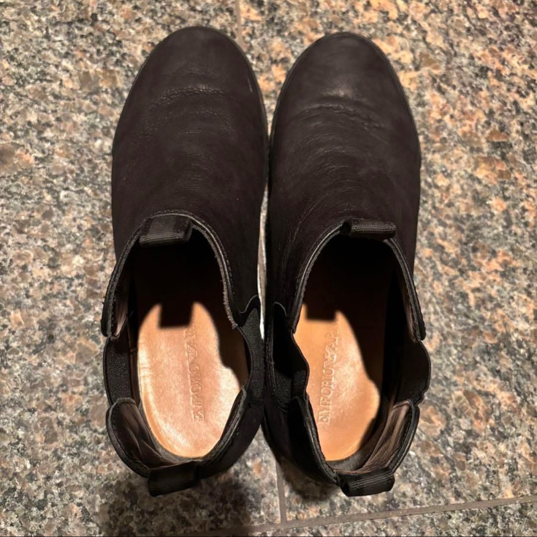 EMPORIO ARMANI ブラックレザー ブーツ サイドゴア　メンズブーツ