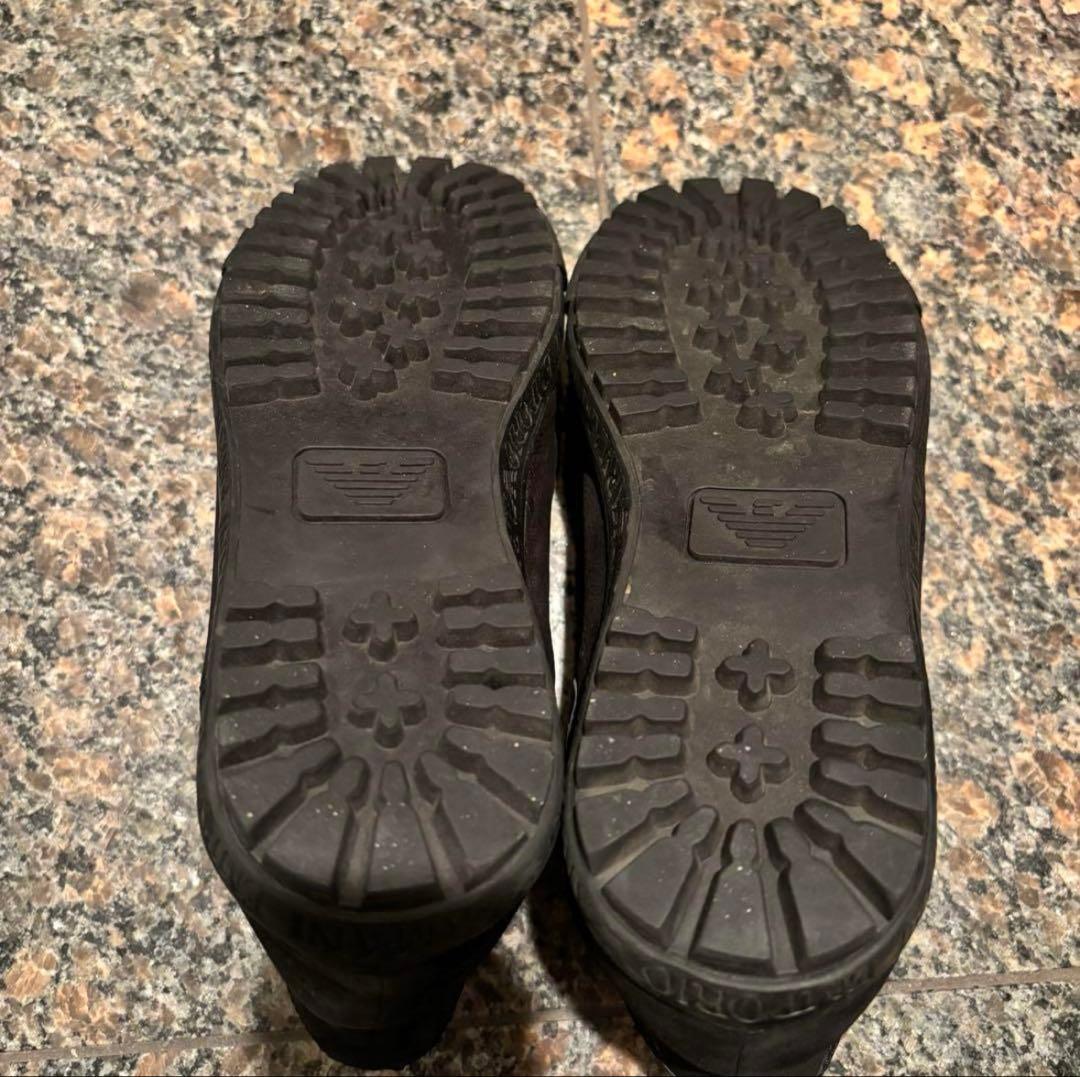 EMPORIO ARMANI ブラックレザー ブーツ サイドゴア　メンズブーツ