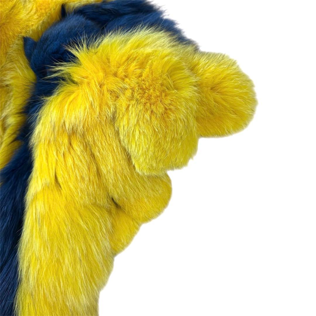 染め カラー フォックス ベスト フェイス付 本毛皮 バイカラー スカラップ