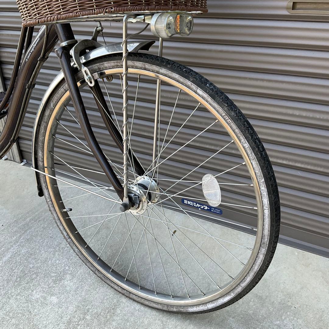 ママチャリ自転車 27インチ 身長155センチから カゴ/鍵/オートライト付き