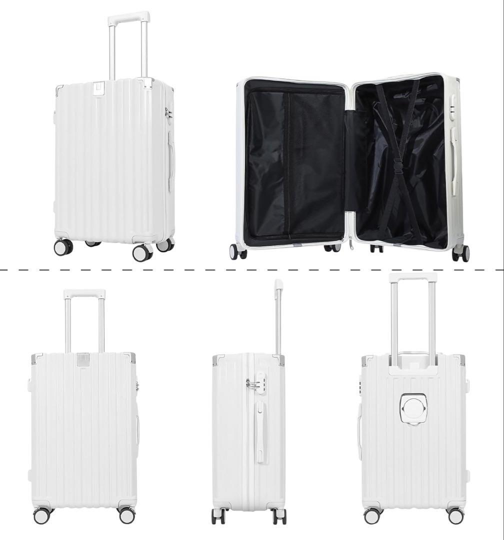 スーツケース キャリーケース USBポート付き カップホルダー付き L グレー