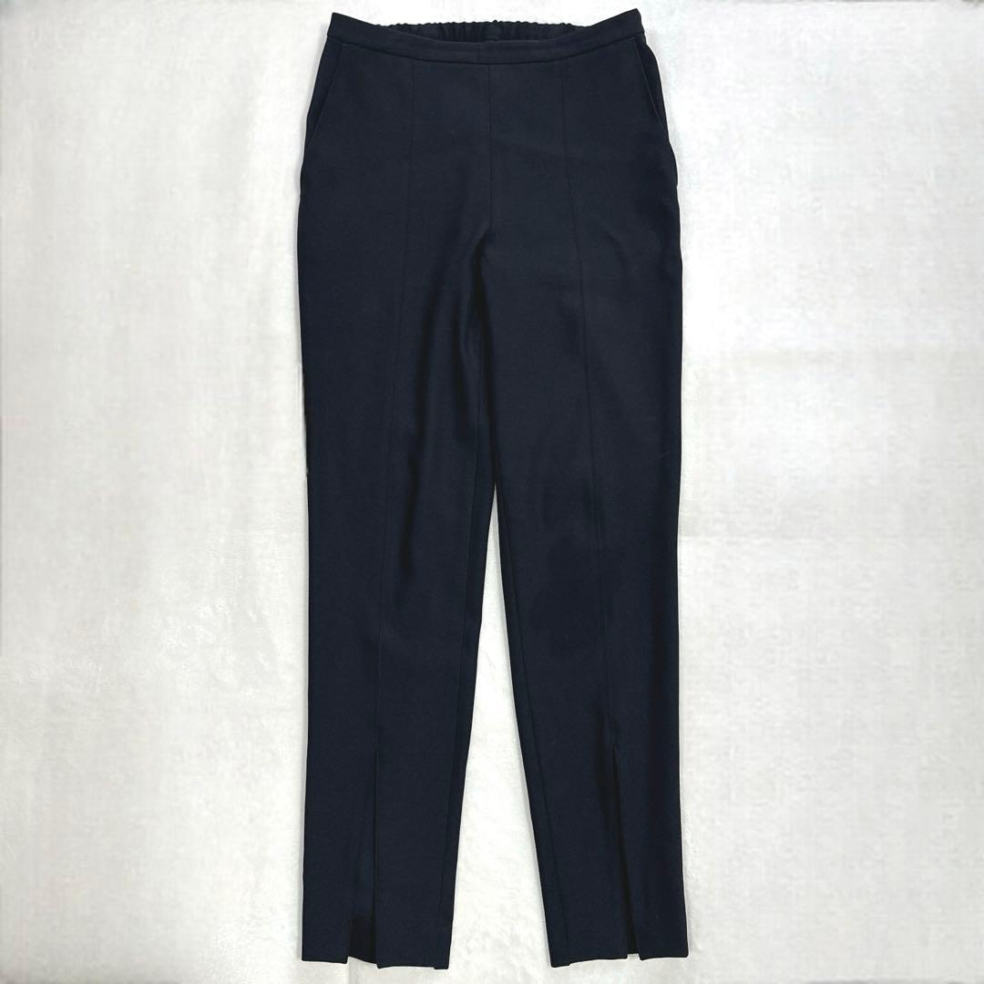 極美品 M ルフィル 2WAYツイルフロントスリットパンツ 黒 テーパードパンツ