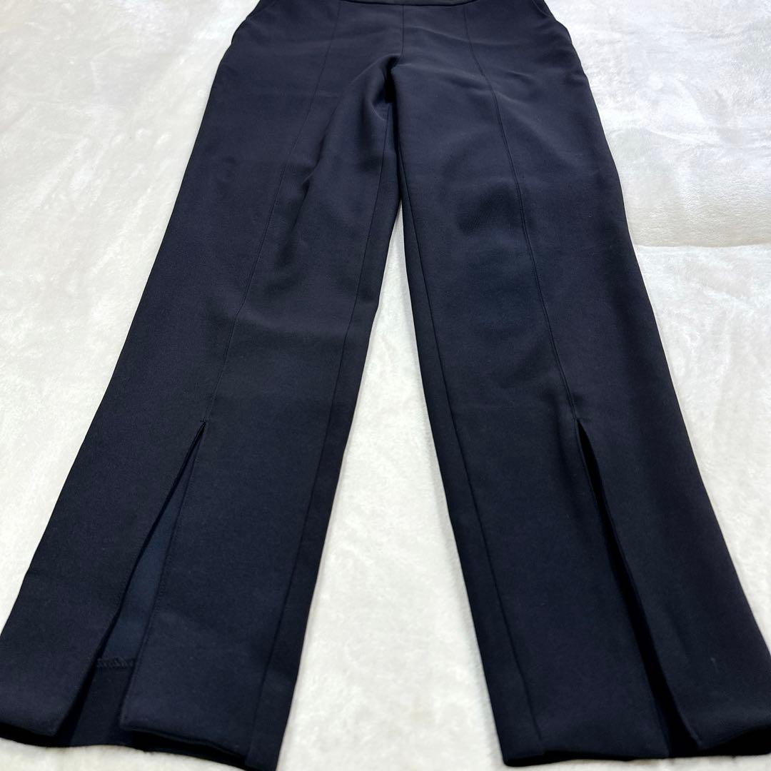 極美品 M ルフィル 2WAYツイルフロントスリットパンツ 黒 テーパードパンツ