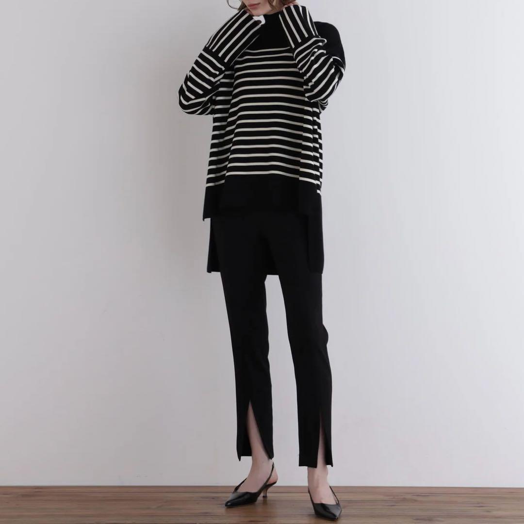 極美品 M ルフィル 2WAYツイルフロントスリットパンツ 黒 テーパードパンツ