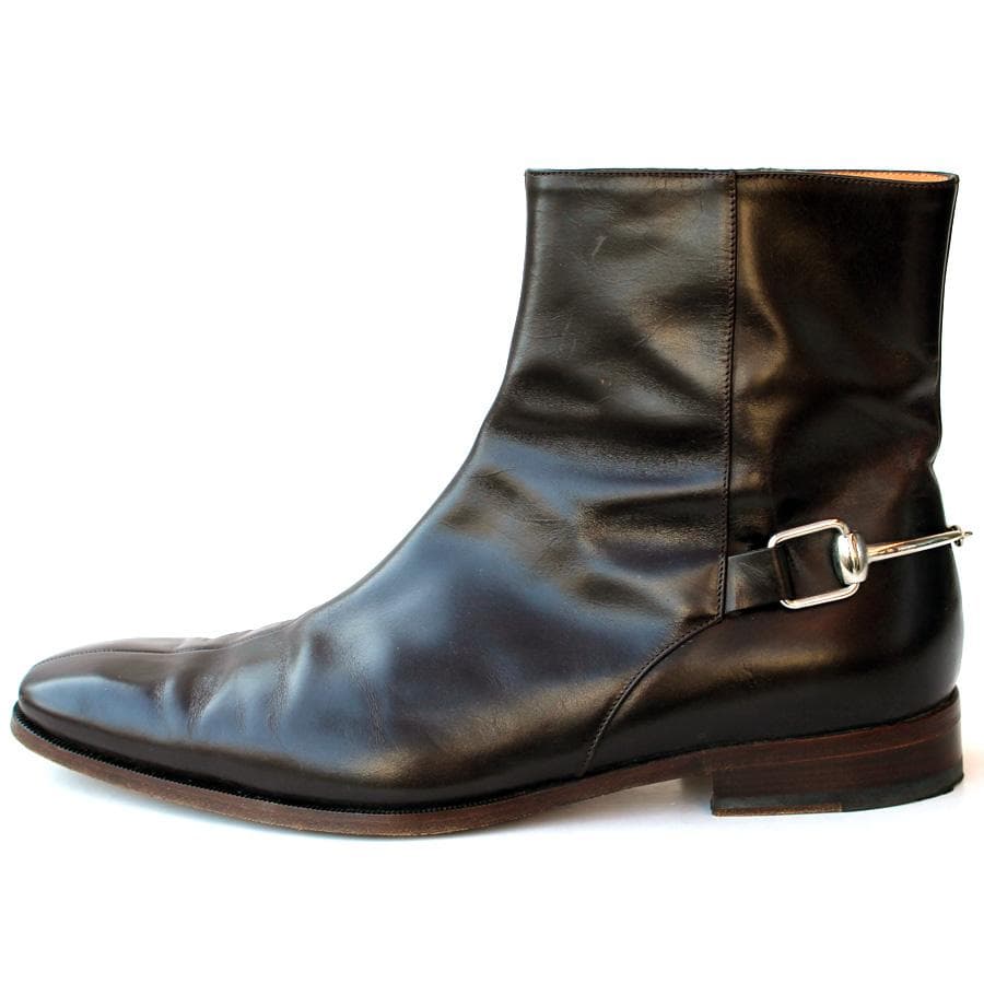 GUCCI ホースビットブーツ ブラウン レザー サイドジップ イタリア製