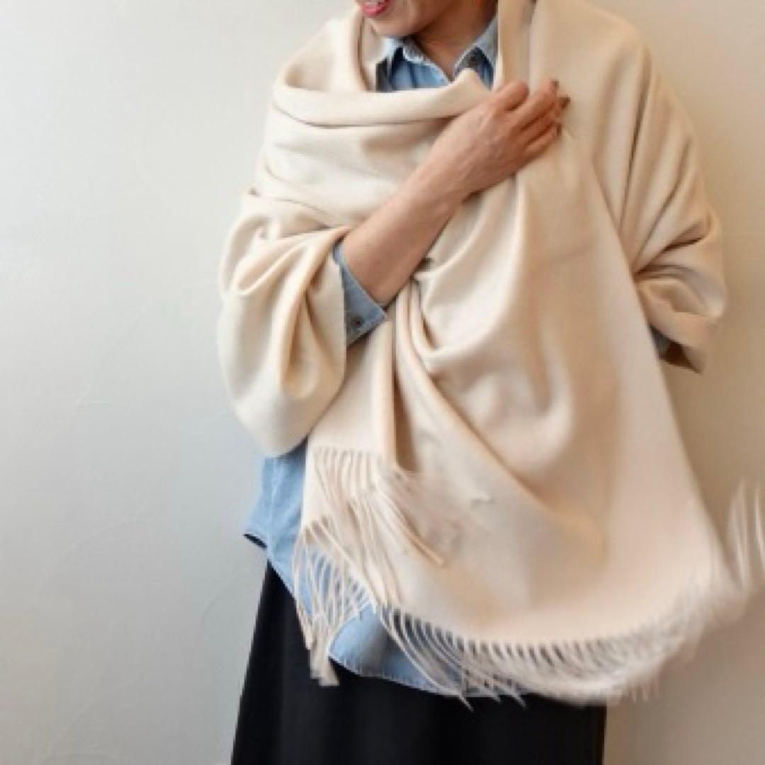 極上カシミヤ100%☆大判 ストール☆ ベージュピンク